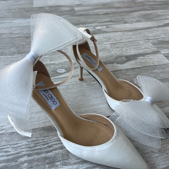 Jimmy Choo Averly 100 White Bow Heels – EU 40 / US 9 - Picture 4 of 11